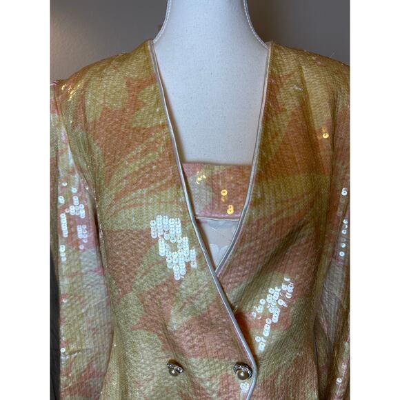 Lillie Rubin | Vintage Yellow/Pink Sequins Blazer & Cami (2 pcs) | 12 - Picture 4 of 17